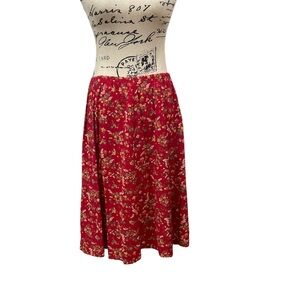 Liz Baker Womens Vintage 90s Skirt Size XL Red Yellow Floral Button Trim